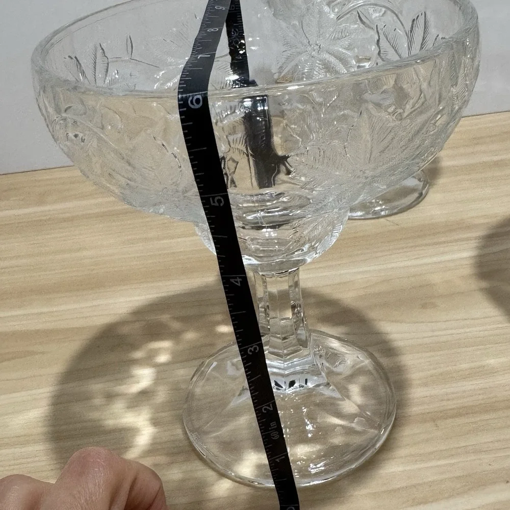 Set Of 3 Princess House Fantasia Poinsettia Margarita Glasses Embossed Floral Lg